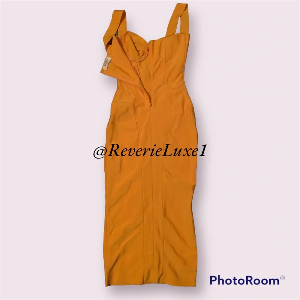 HOUSE OF CB 'Charlene' Tangerine Bandage Midi Dress - Picture 9 of 13